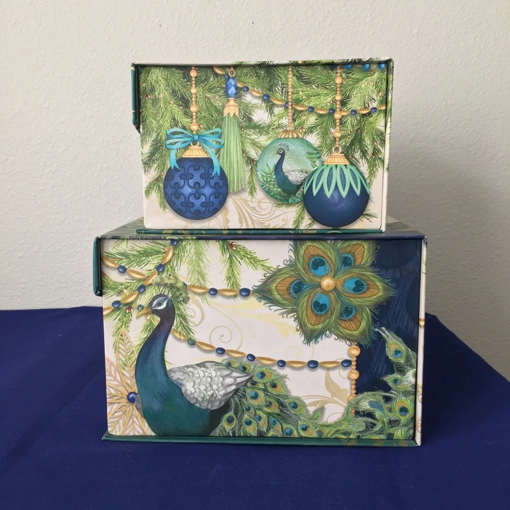 Decorative Peacock Storage Box Set